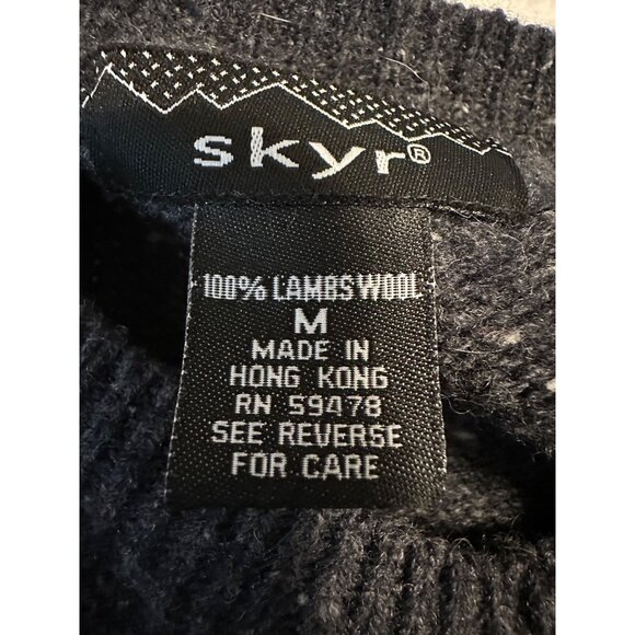 VTG Skyr lambswool Cardigan Sweater M Nordic Pattern classic closet preppy warm - Picture 3 of 13